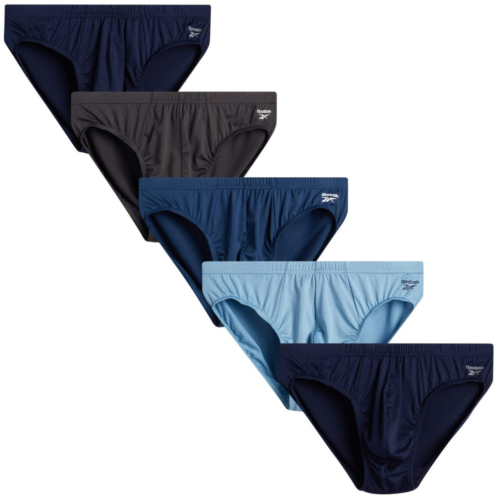 Reebok Men's Underwear - Quick Dry Performance Low Rise Briefs (5 Pack