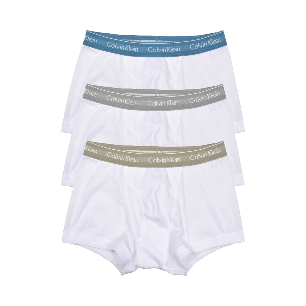 Calvin Klein Men's Cotton Classics 3-Pack Trunk  White bodies with Tap