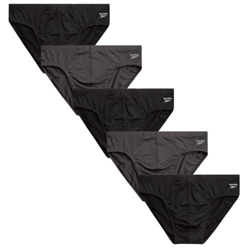 Reebok Reebok Ανδρικά Εσώρουχα - Γρήγορα Στεγνά Low Rise Briefs (5 Πακέτο), Μέγεθος X-Large, Μαύρο/Γκρι