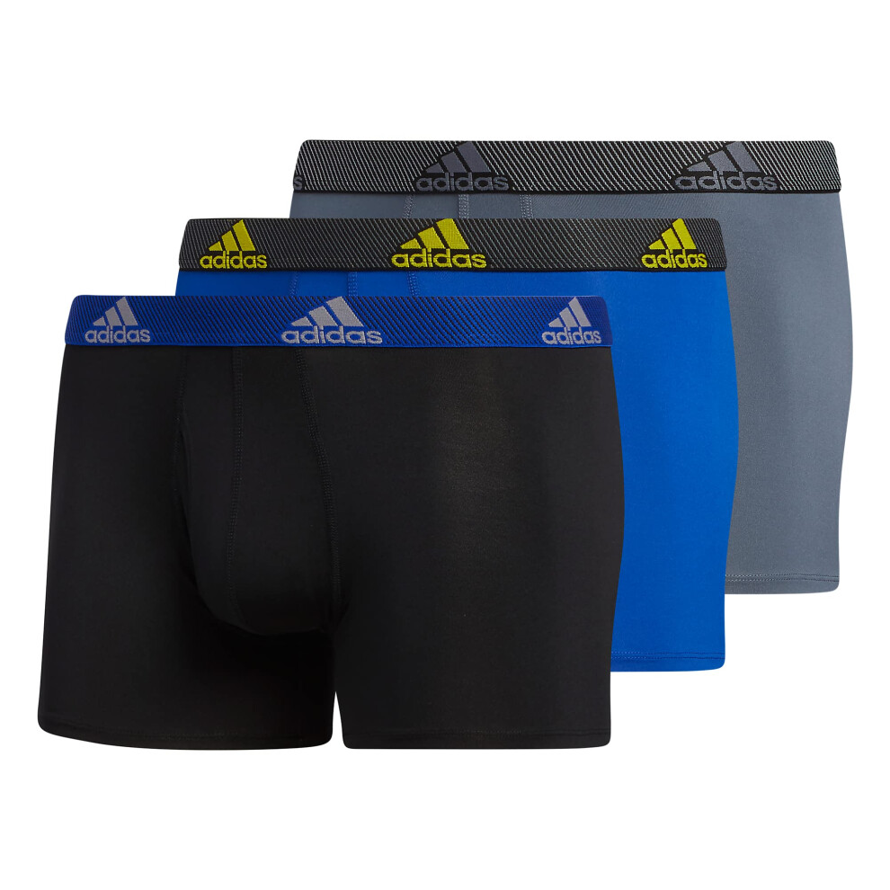 adidas Men's Performance Trunk Underwear (3-Pack)  Black/Team Royal Bl