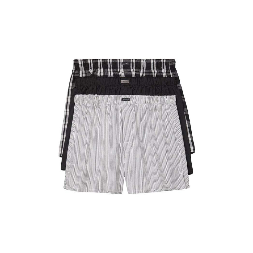 Calvin Klein Men's Cotton Classics 3-Pack Boxer  Black/Morgan Plaid  B