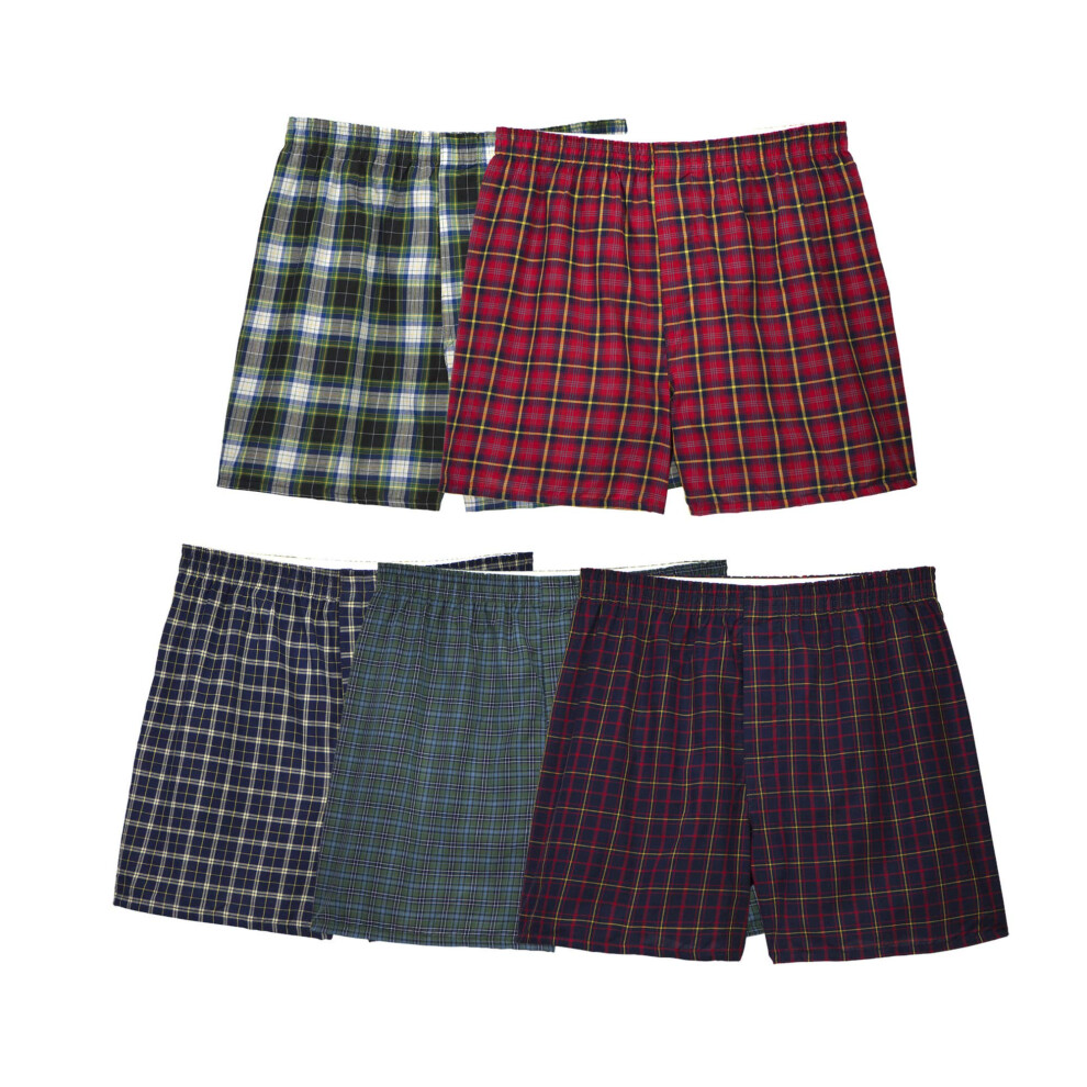 Fruit Of The Loom Mens Woven Tartan Boxers 5 Pack  S  Assorted