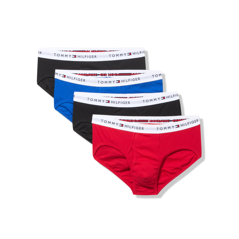 Tommy Hilfiger Men's Cotton Classics 4-Pack Brief  Primary Red/Royalty