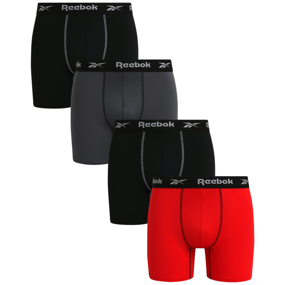 Reebok Men's Active Underwear - Performance Boxer Briefs (4 Pack)  Siz