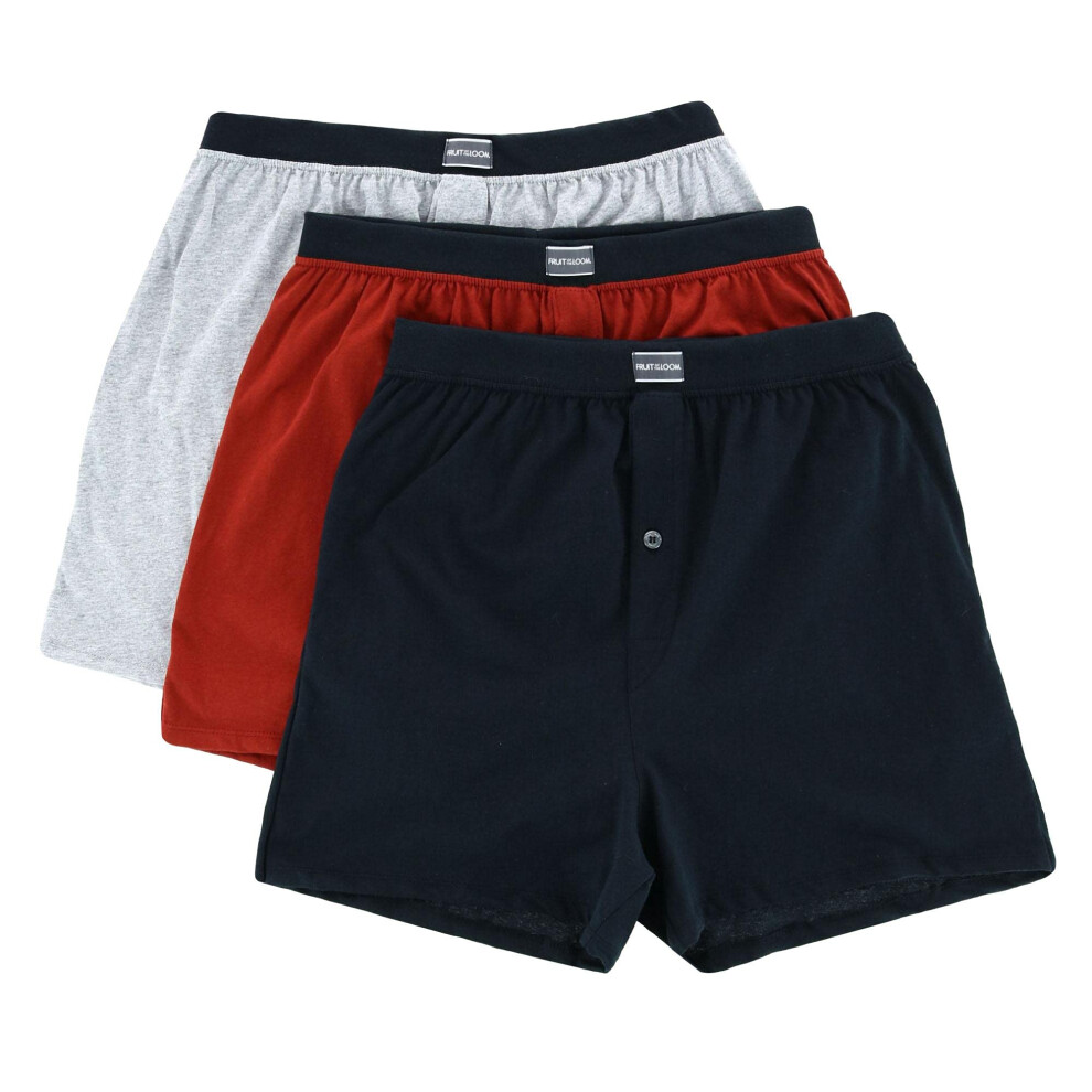 Fruit Of The Loom Mens Assorted Knit Boxers 3 Pack  L  Assorted