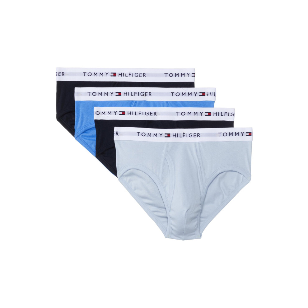 Tommy Hilfiger Men's Cotton Classics 4-Pack Brief  2 Navy  1 Breezy Bl