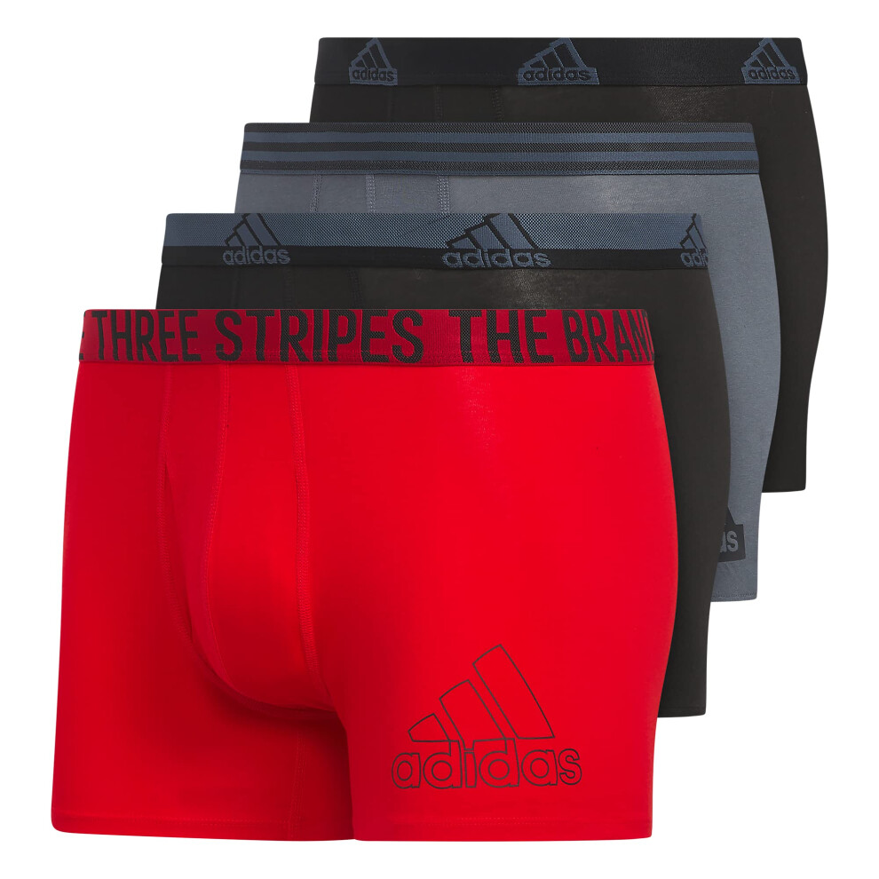 adidas Men's Stretch Cotton Trunk Underwear (4-Pack)  Black/Better Sca