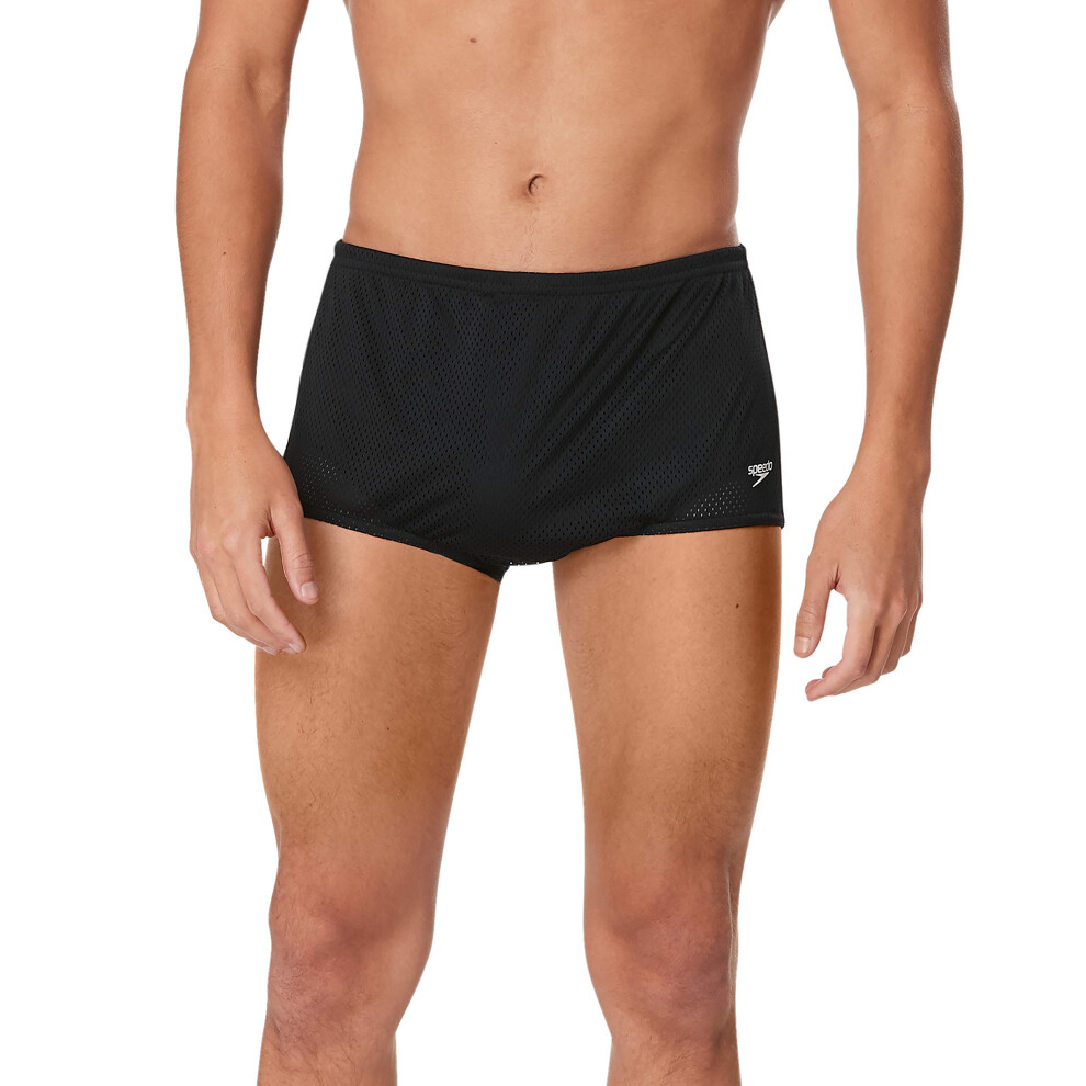 Speedo Men's Swimsuit Square Leg Poly Mesh Training Suit Speedo Black