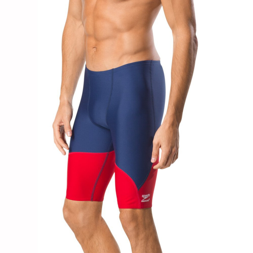 Speedo Mens Jammer Endurance+ Splice Team Colors Swimsuit  Navy/Red Sp