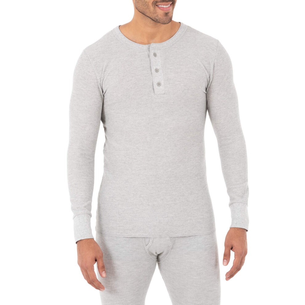 Fruit of the Loom Men's Classic Midweight Waffle Thermal Henley Top  G