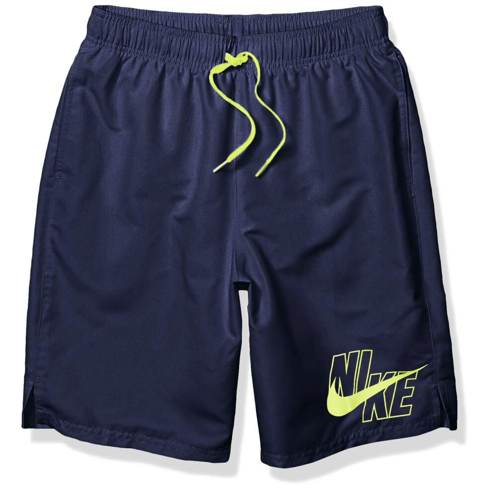 NIKE Swim Men's Logo Solid Lap 9"" Volley Short Swim Trunk  Midnight N