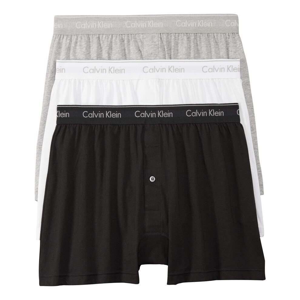 Calvin Klein Men's Cotton Classics 3-Pack Knit Boxer  Black  Grey Heat