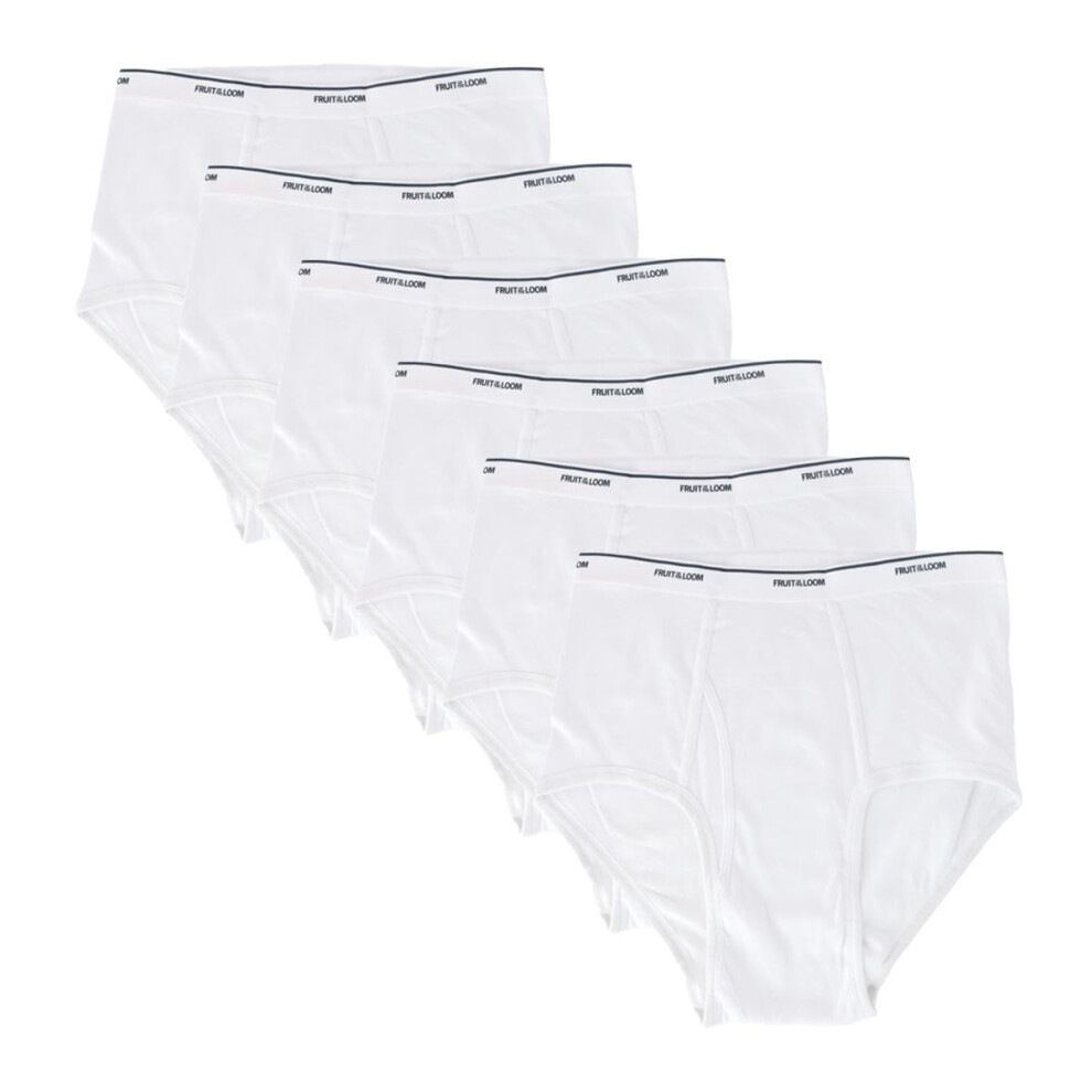 Fruit of the Loom Mens Cotton White Briefs 6 Pack  XL  White