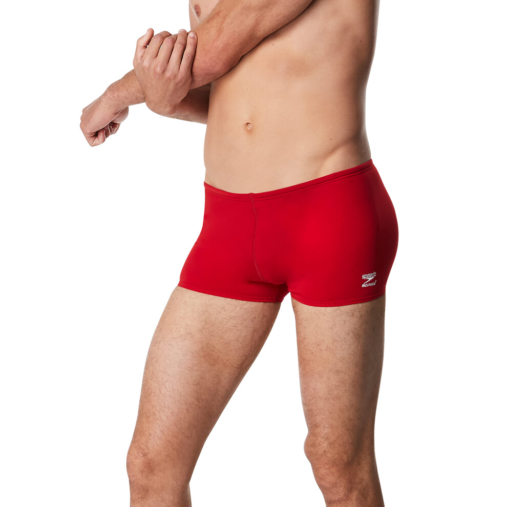 Speedo Men's Swimsuit Square Leg Endurance+ Solid  High Risk Red  30