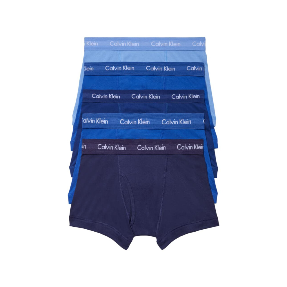 Calvin Klein Men's Cotton Classics 5-Pack Trunk  1 Periwinkle  2 Mazar