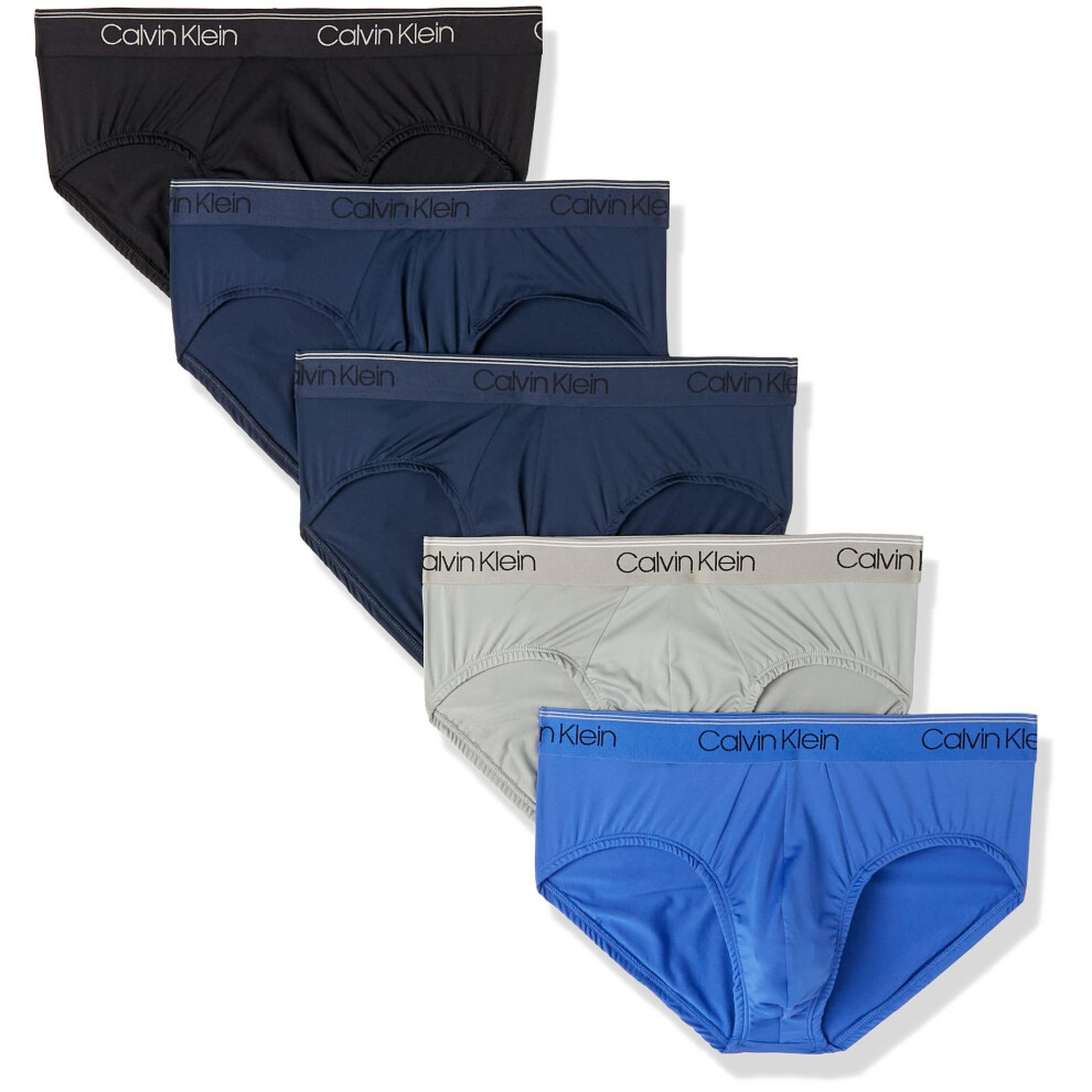 Calvin Klein Men's Micro Stretch 5-Pack Hip Brief  2 Blue Shadow  Blac