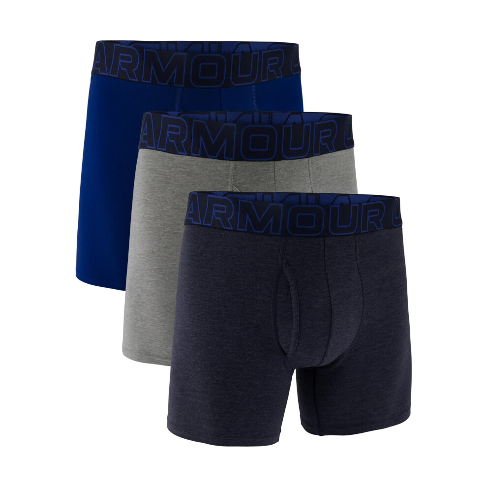 Under Armour Performance Cotton Boxer - Solid 6in 3-Pack  Midnight Nav