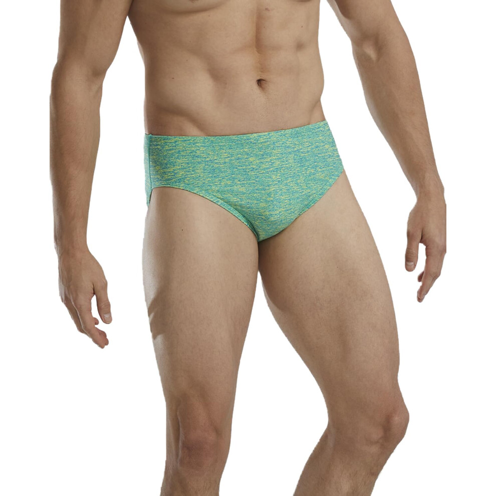 TYR Men's Standard Durafast Elite Racer Brief Swimsuit  Lime  34