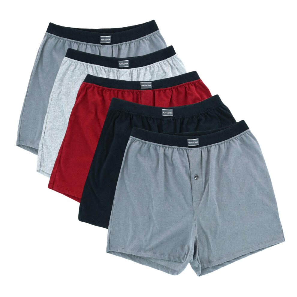 Fruit Of The Loom Mens Knit Boxers 5 Pack  L  Assorted