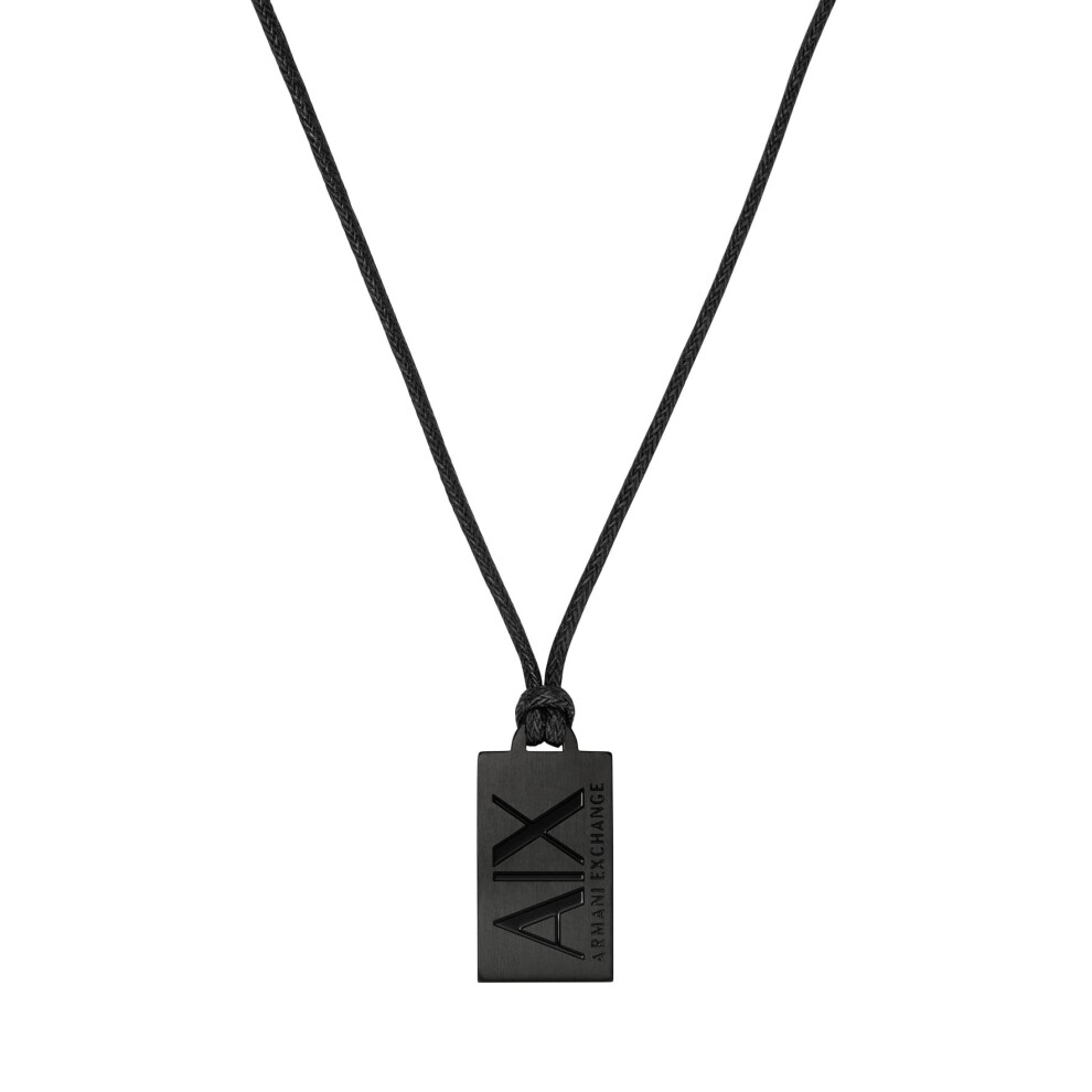 A|X ARMANI EXCHANGE Men's Black Stainless Steel Dog Tag Necklace (Mode