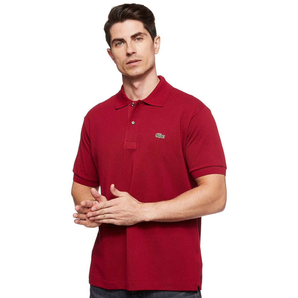 Lacoste Mens Short Sleeve L.12.12 Pique Polo Shirt  Bordeaux Red  S