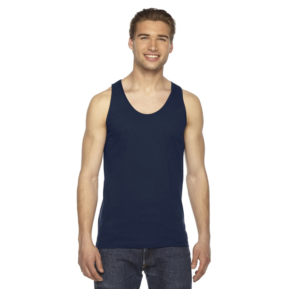 American Apparel Men Fine Jersey Tank Size L Navy