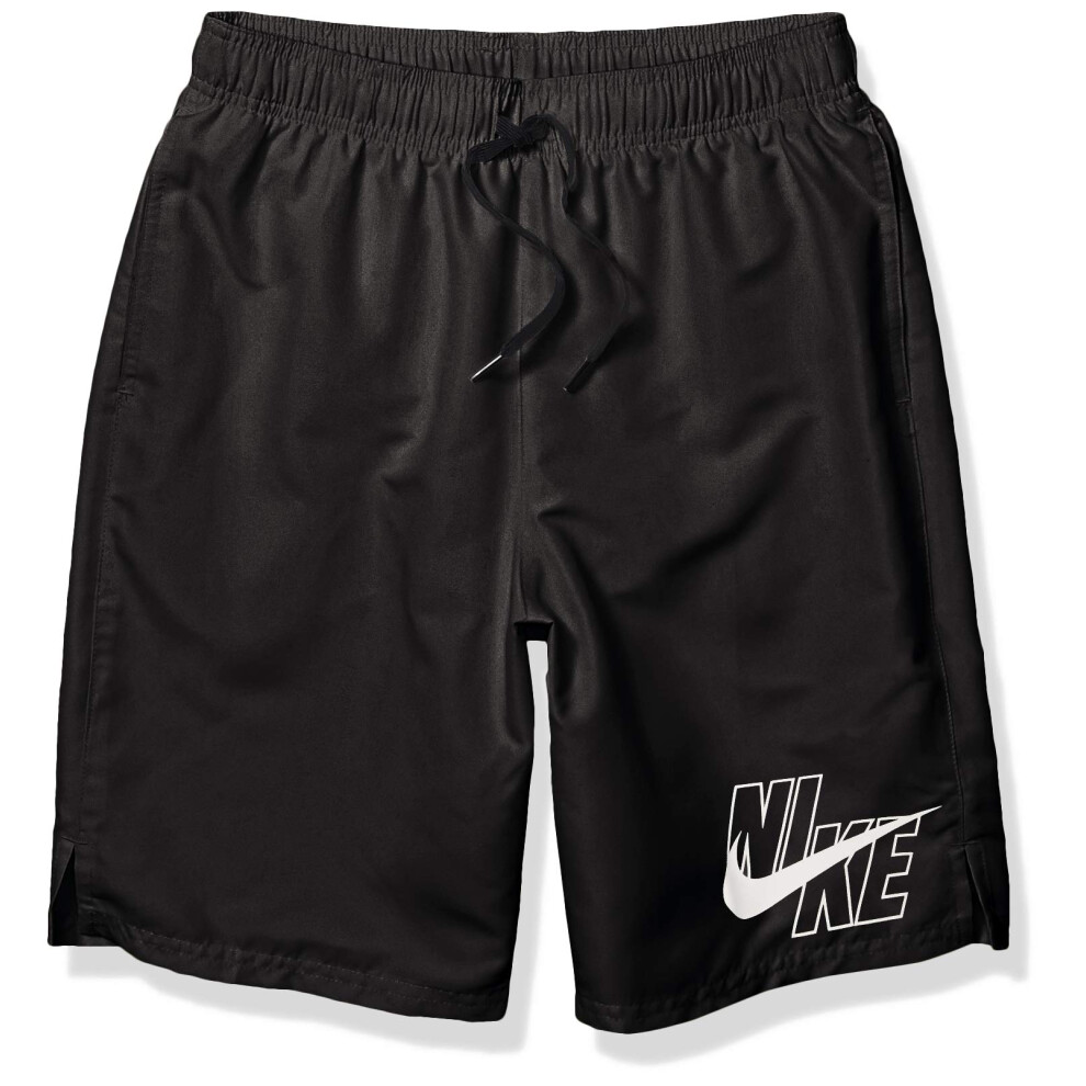 NIKE Swim Men's Standard Logo Solid Lap 9"" Volley Short Swim Trunk  B