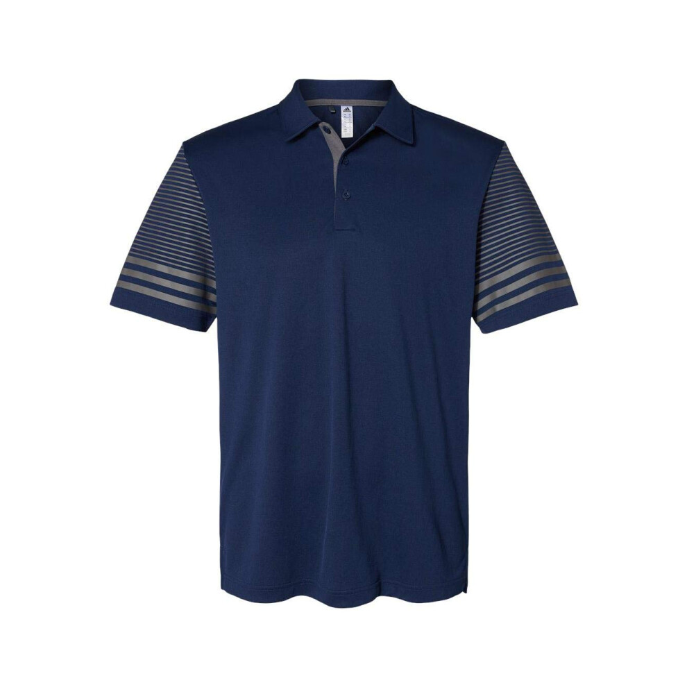 adidas - Striped Sleeve Polo - A490 - L - Team Navy Blue/Grey Five