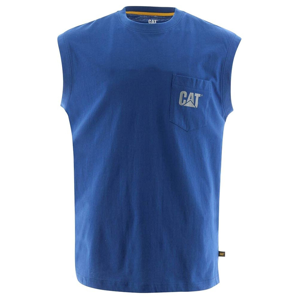 Caterpillar Men's Classic Fit Sleeveless T-Shirt  Bright Blue  Large