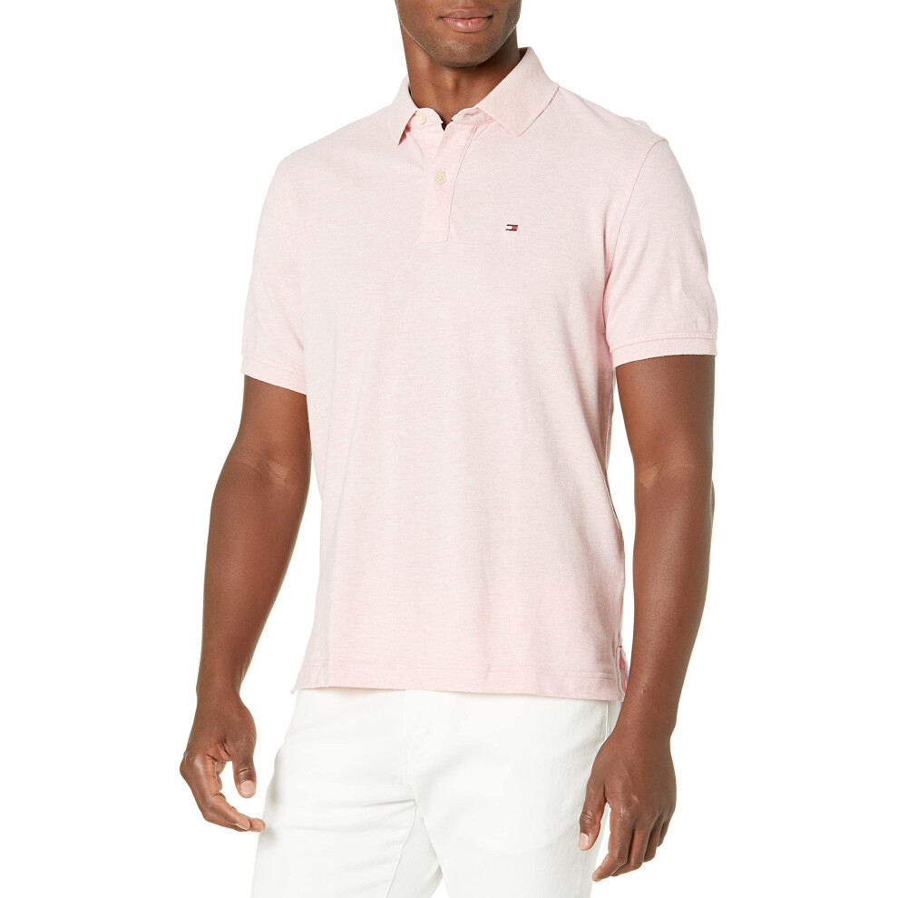 Tommy Hilfiger mens Short Sleeve in Classic Fit Polo Shirt  Pink Heath