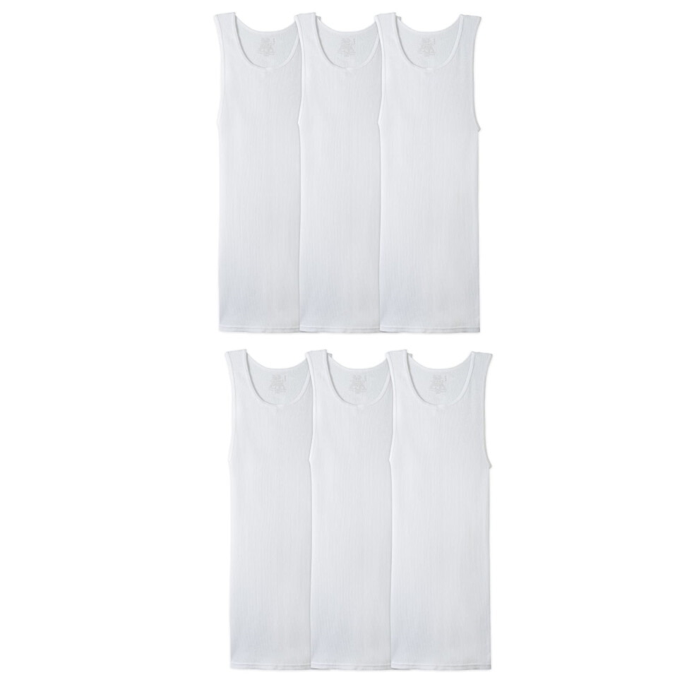 Fruit of the Loom Mens White A-Shirts 6 Pack  3XL  White