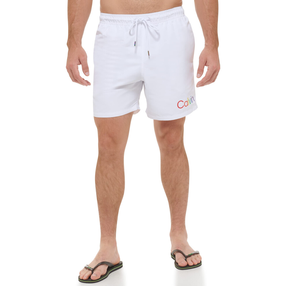 Calvin Klein Men's Standard UV Protected CK Logo Print Quick Dry Swim