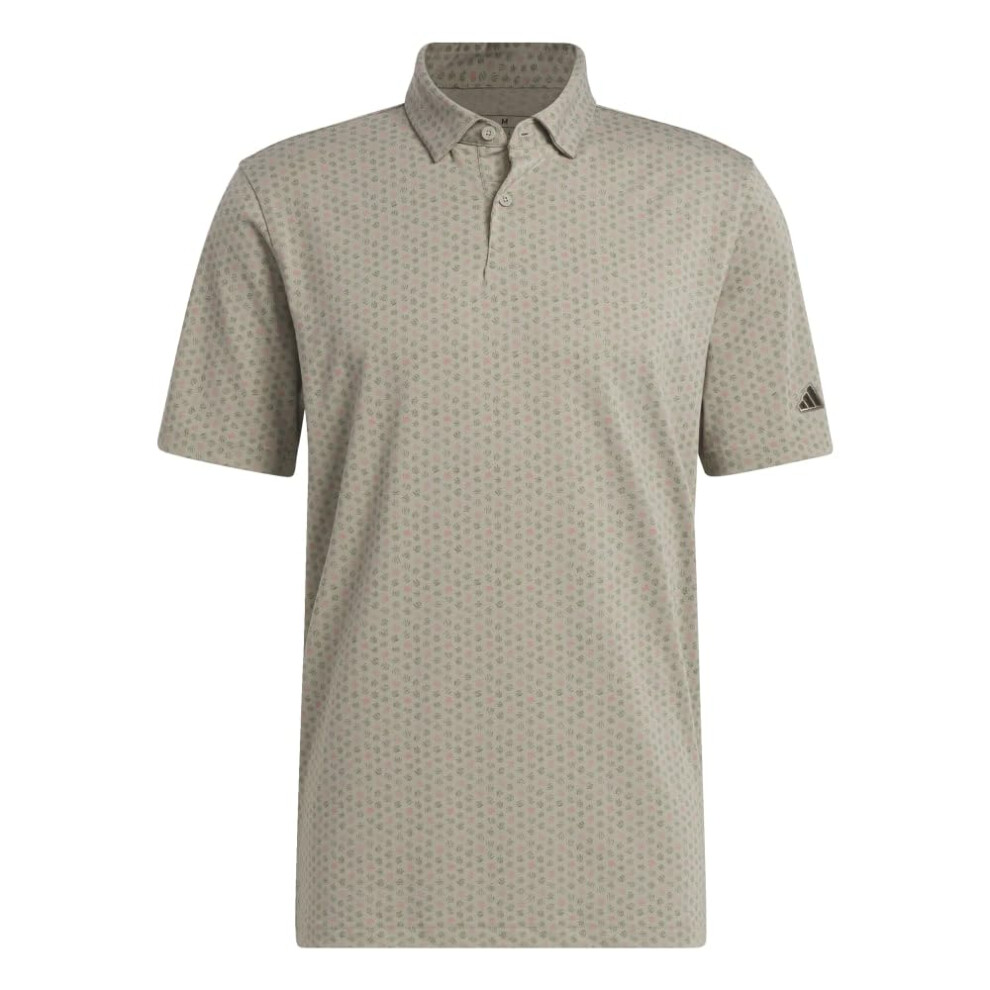 adidas Men's Go-to Printed Polo Shirt  Silver Pebble  Medium