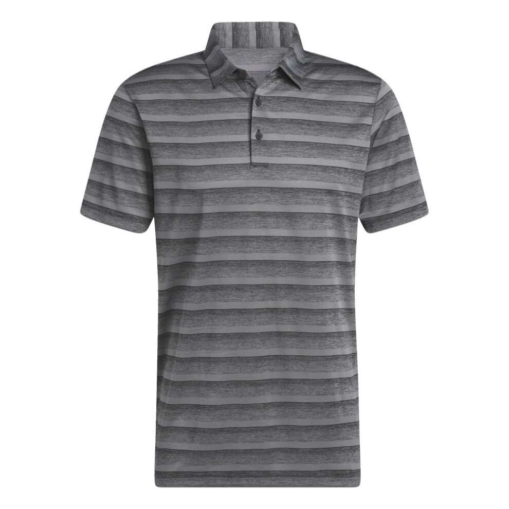 adidas Men's Two Color Stripe Polo Shirt  Black/Grey Four  Medium