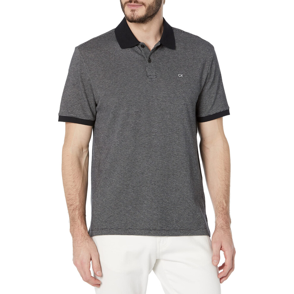 Calvin Klein Men's Jacquard Refined Polo  Black Beauty