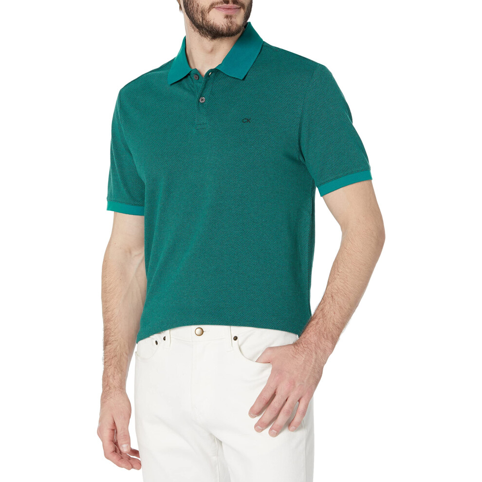 Calvin Klein Men's Jacquard Refined Polo  DEEP Lake