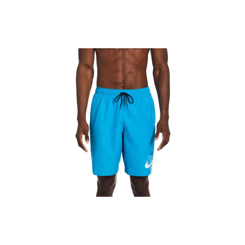 Nike Swim Men's Solid Logo Lap 9"" Volley Shorts Laser Blue Small/Lase