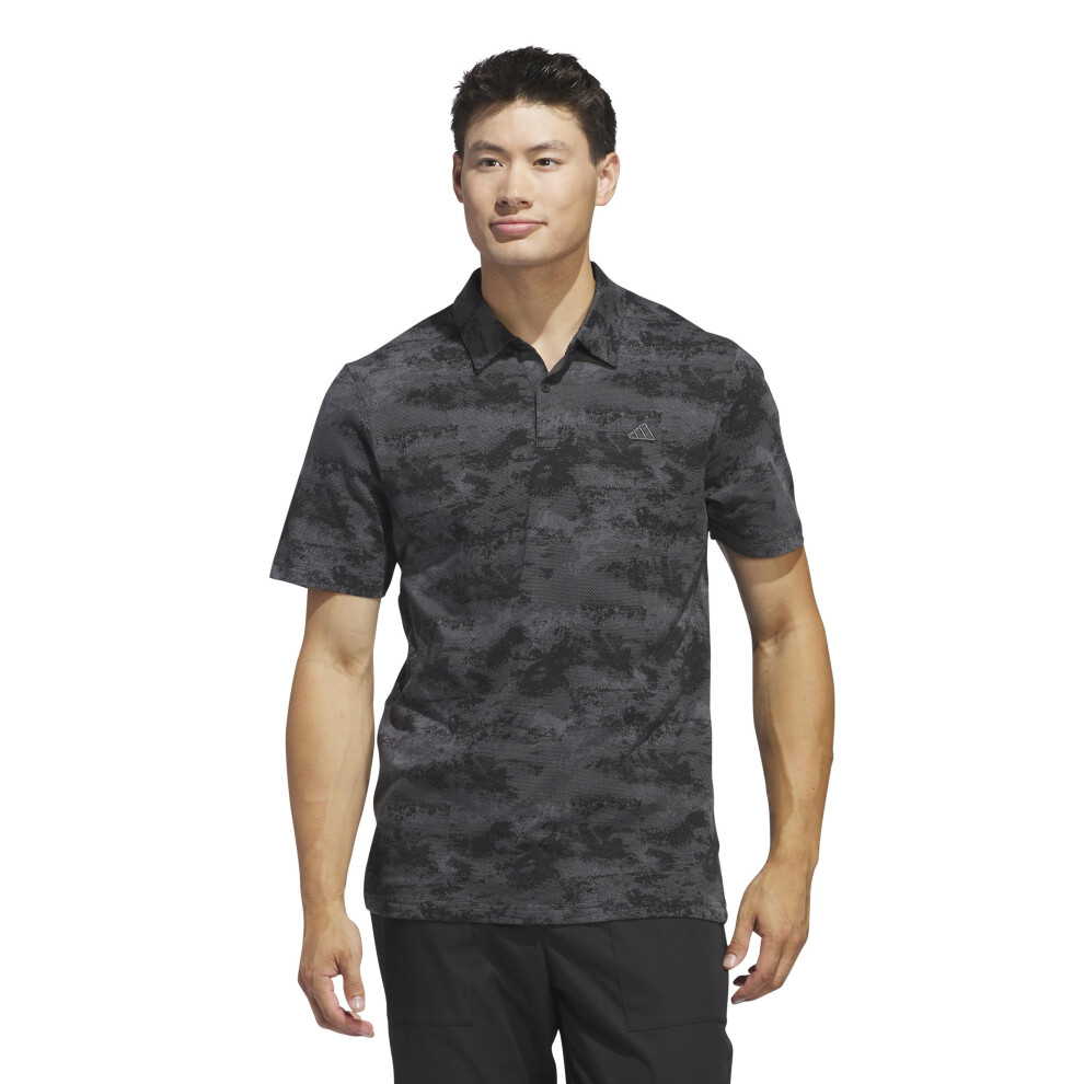 adidas Men's Go-to Printed Mesh Polo Shirt  Black