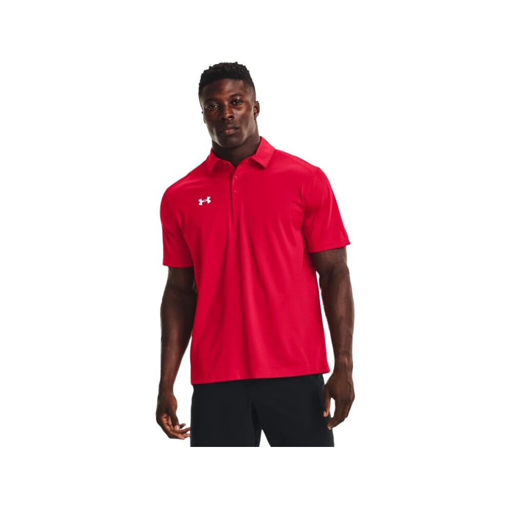 Under Armour Tech Team Mens Short Sleeve Polo Shirt XL Red-White