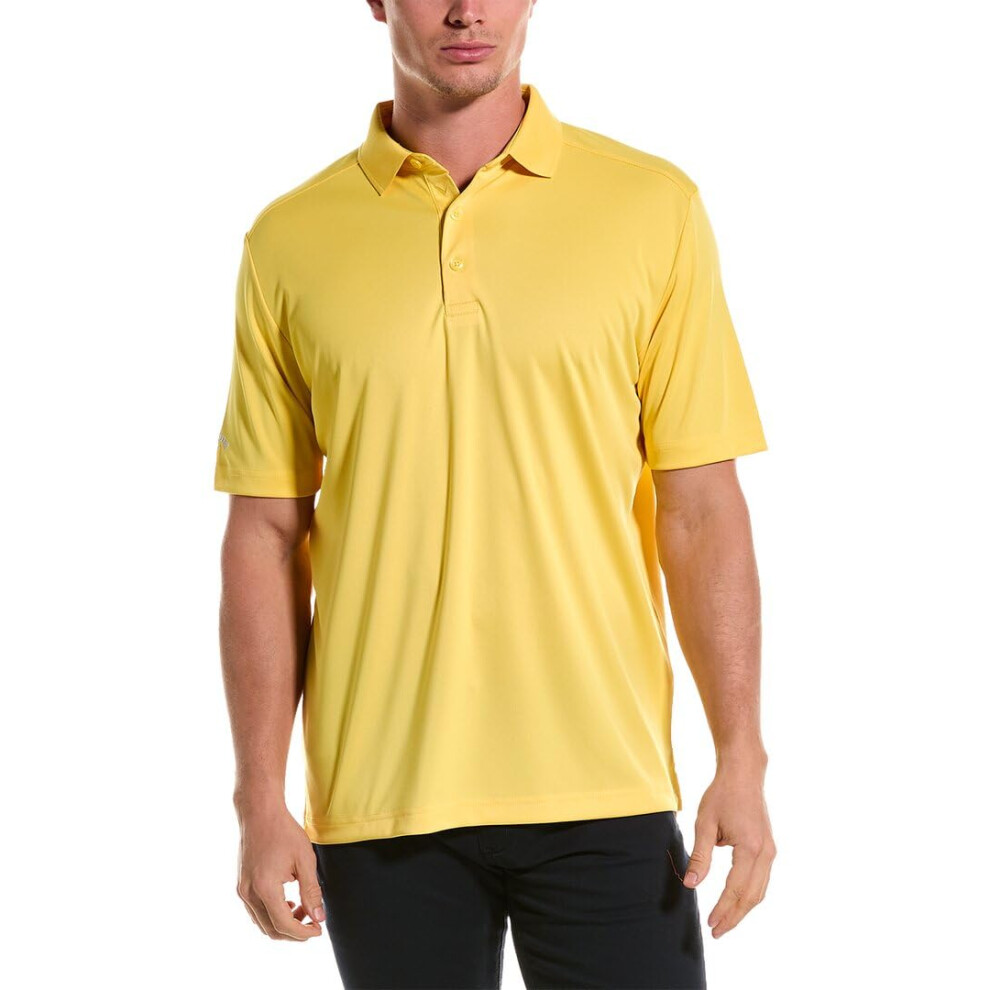 Callaway Men's Solid Short Sleeve Golf Polo  Lemon Zest  Large