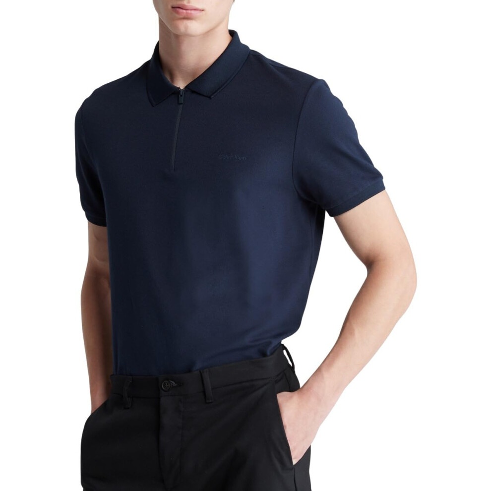 Calvin Klein Men's Tech Zip Polo Dark Sapphire