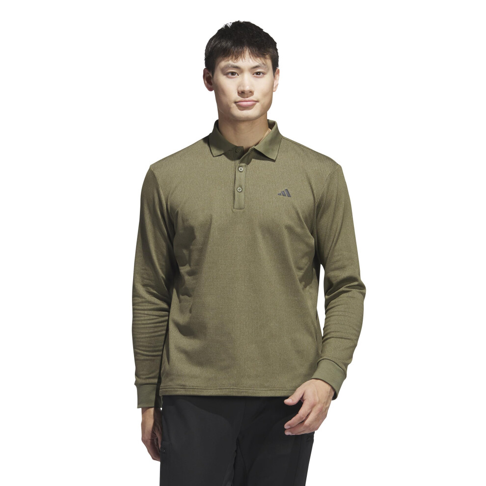 adidas Men's Essentials Long Sleeve Polo Shirt  Green  Small