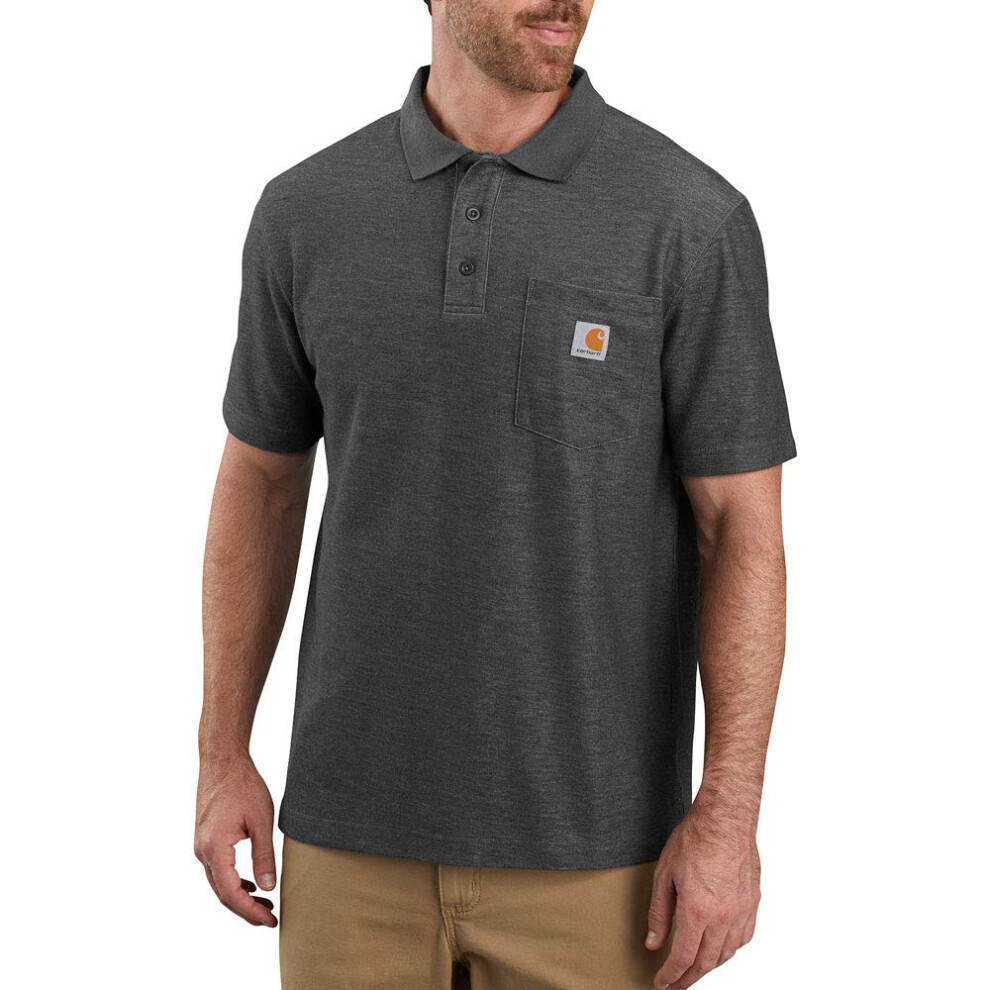 Carhartt Men's Loose Fit Midweight Short-Sleeve Pocket Polo  Carbon He