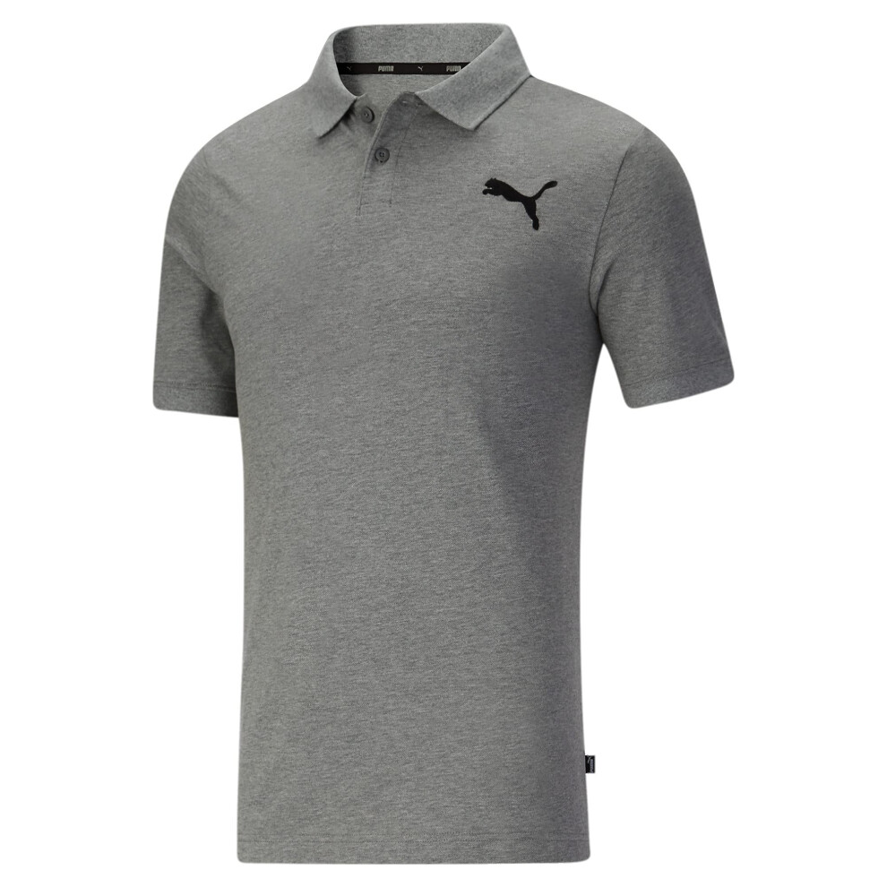 Puma Men's Essentials Pique Polo  Medium Gray Heather-Cat  XL