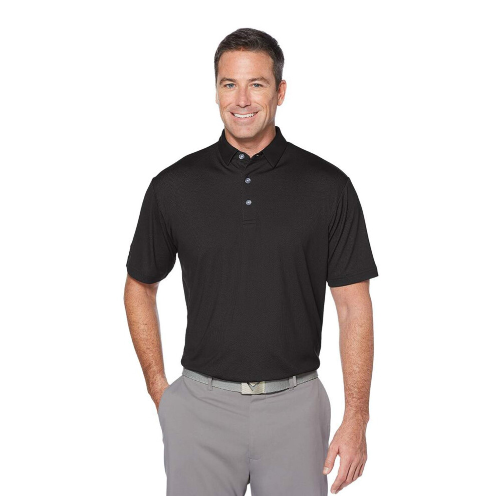 Callaway Men's Basics Short Sleeve Birdseye Polo Shirt  Black  4X-Larg