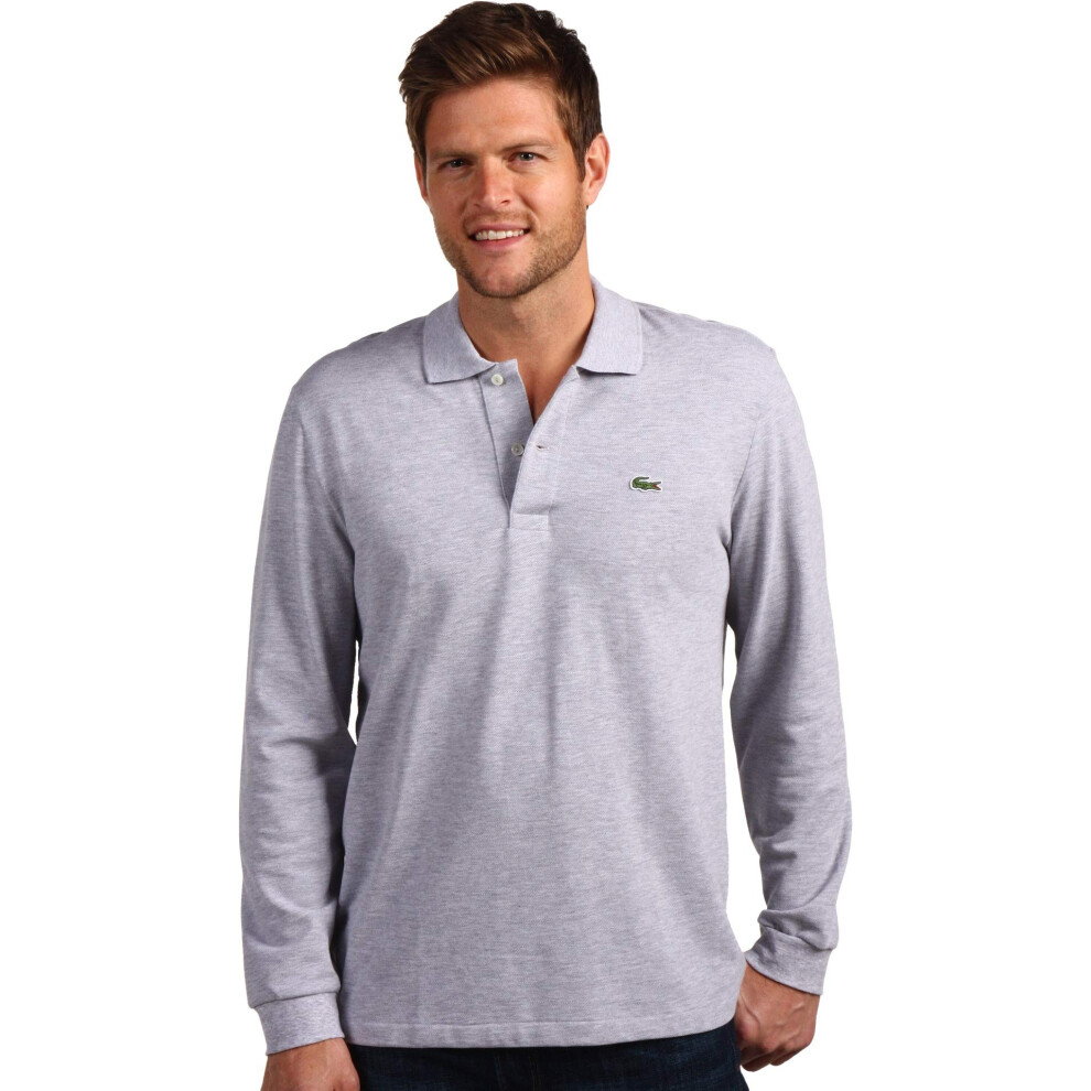 Lacoste men's Classic Long Sleeve Pique Polo Shirt  Silver Heathered