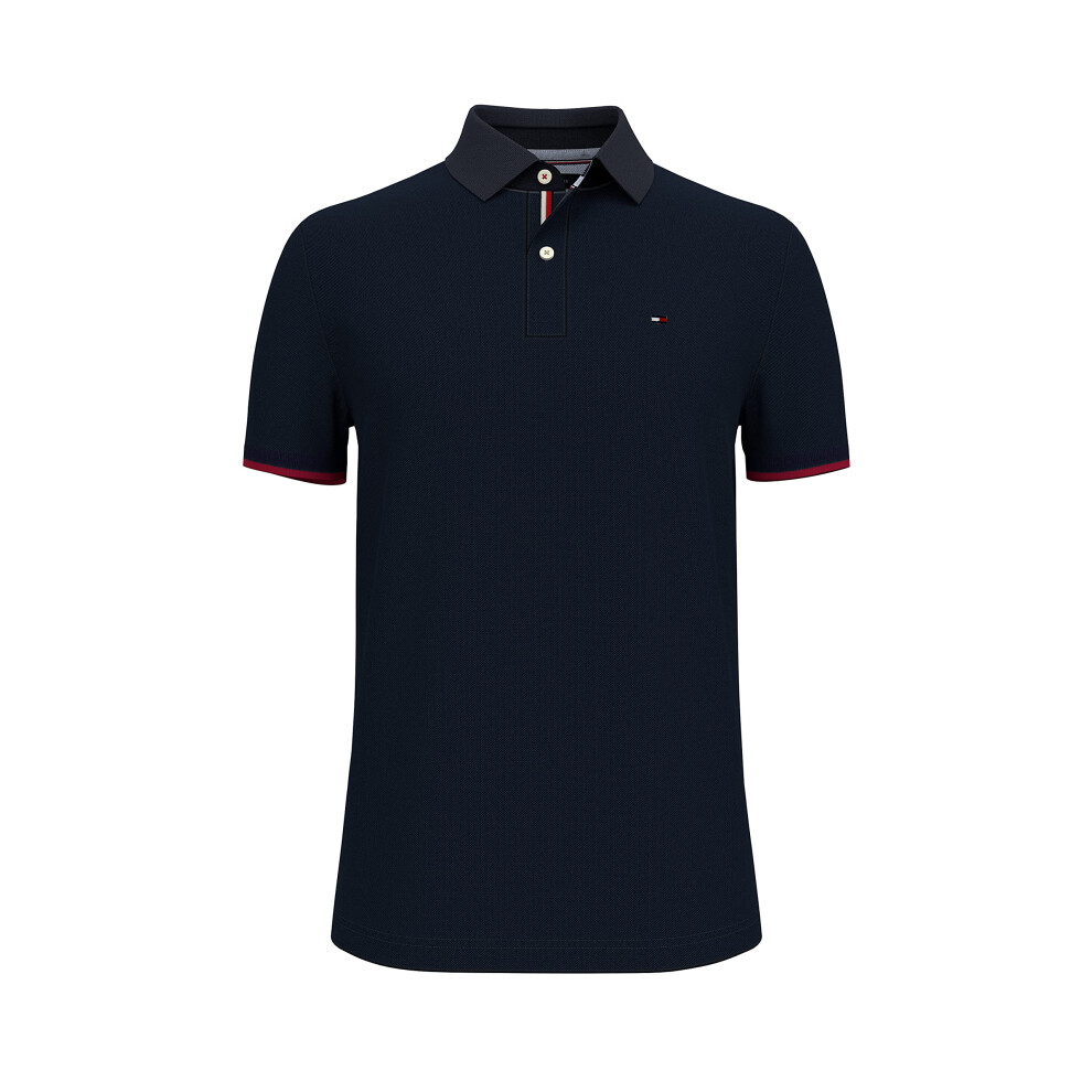 Tommy Hilfiger Men's Short Sleeve Cotton Pique Flag Graphic Polo Shirt