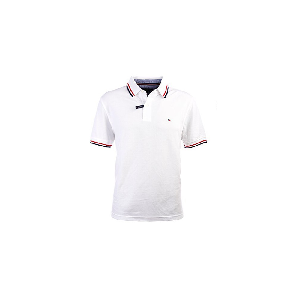 Tommy Hilfiger Men's Striped Collar Polo (XXXL  White)