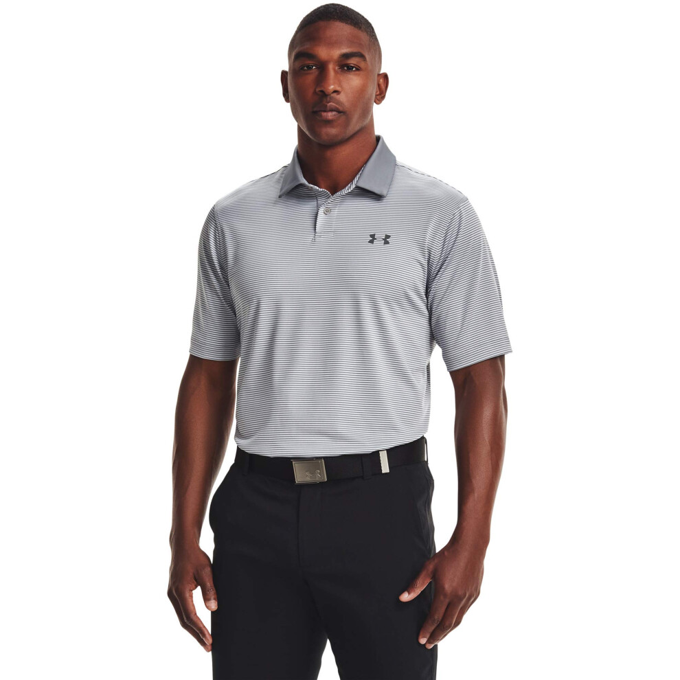 Under Armour Men's Performance Stripe Golf Polo  Steel (035)/Pitch Gra