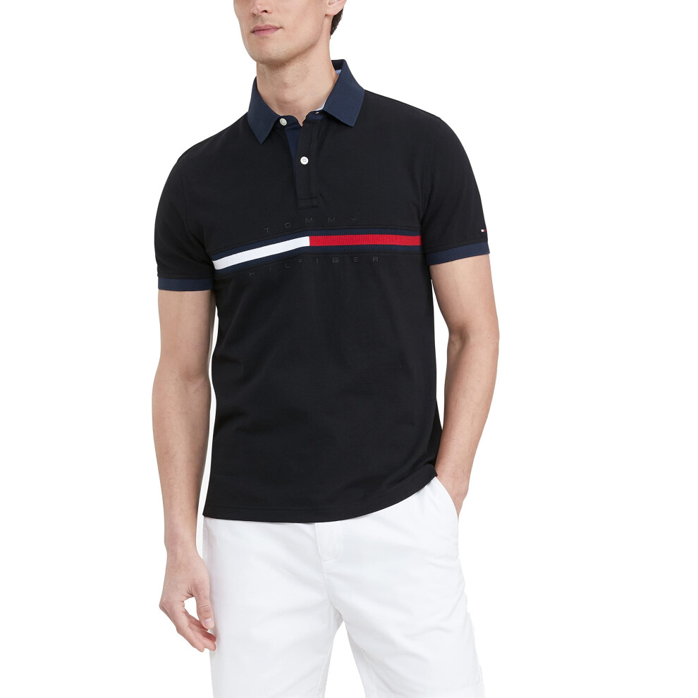 Tommy Hilfiger Men's Flag Pride Polo Shirt in Custom Fit  CS DEEP Knit